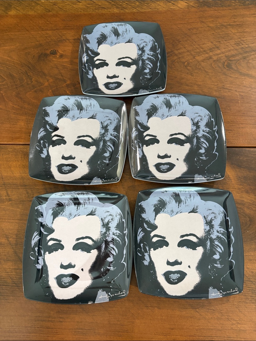 Set of 5 - Marilyn Monroe Gray Decorative Plate - Gray & White